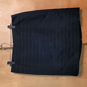 LOFT Black Pencil Skirt Geometric Pattern Detail